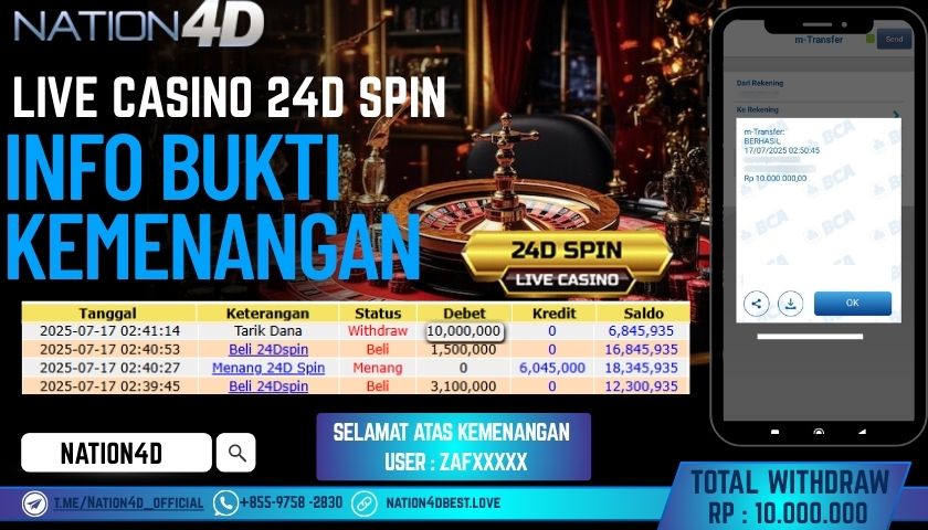 NATION4D – LIVE CASINO 24D SPIN RP.10,000,000 LUNAS!!