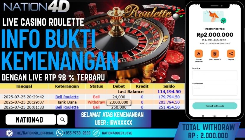 NATION4D -LIVE CASINO ROULETTE RP. 2,000,000 LUNAS!!