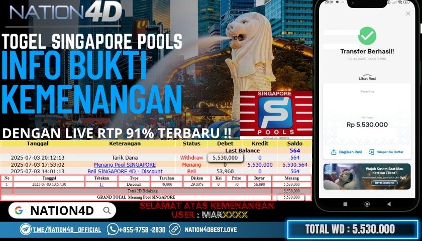 NATION4D -TOGEL SINGAPORE POOLS RP.5,530,000 LUNAS!!