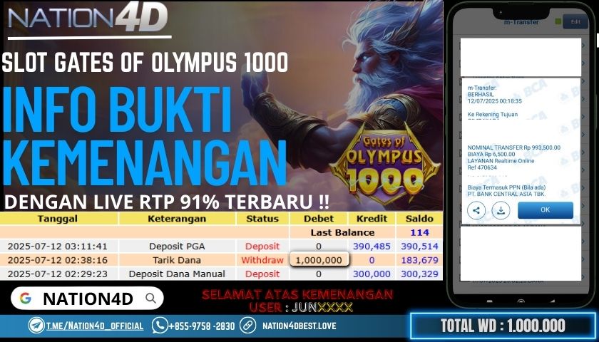 NATION4D – SLOT GATES OF OLYMPUS 1000 RP.1,000,000 LUNAS!!