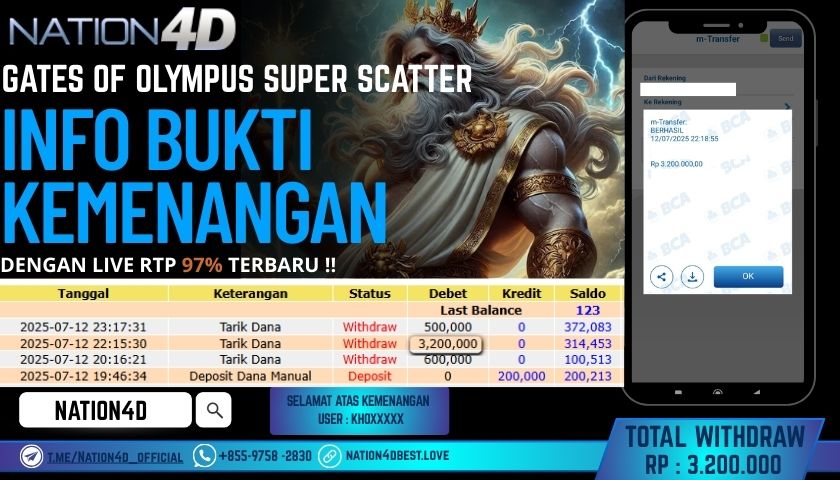 NATION4D – SLOT GATES OF OLYMPUS SUPER SCATTER RP.3,200,000 LUNAS!!