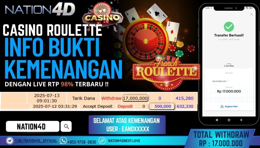 NATION4D – LIVE CASINO ROULETTE RP.17,000,000 LUNAS!!