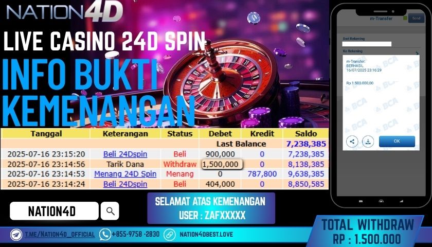 NATION4D – LIVE CASINO 24D SPIN RP.1,500,000 LUNAS!!