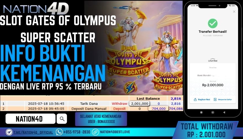 NATION4D – SLOT GATES OLYMPUS SUPER SCETTER RP.2,001,000 LUNAS!!