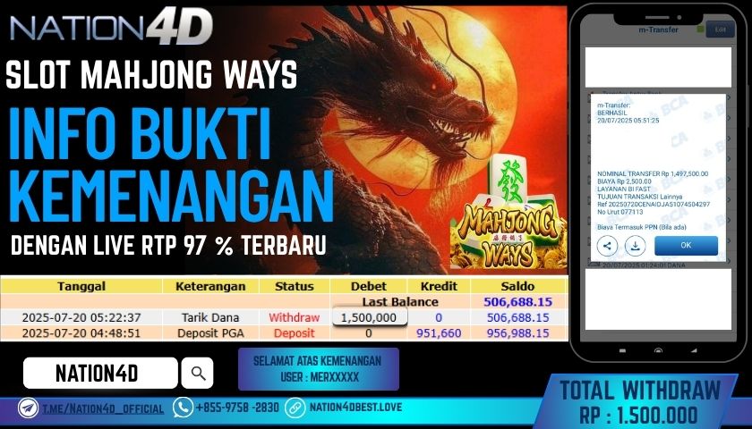 NATION4D – SLOT MAHJONG WAYS RP.1,500,000 LUNAS!!