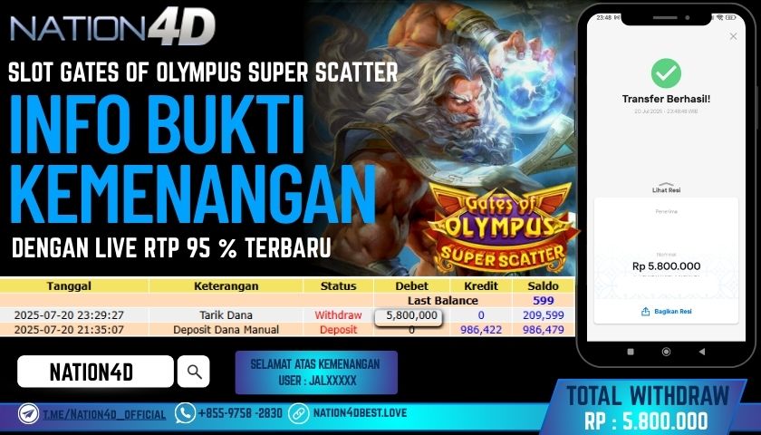NATION4D – SLOT GATES OF OLYMPUS SUPER SCATTER RP.5,800,000 LUNAS!!