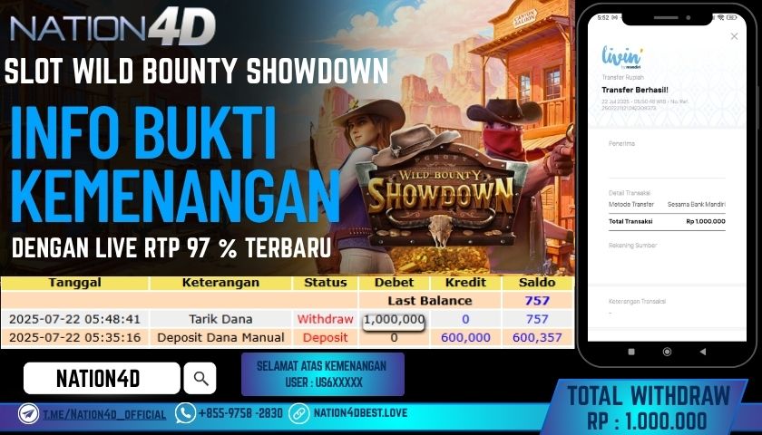 NATION4D -SLOT WILD BOUNTY SHOWDOWN RP.1,000,000 LUNAS!!