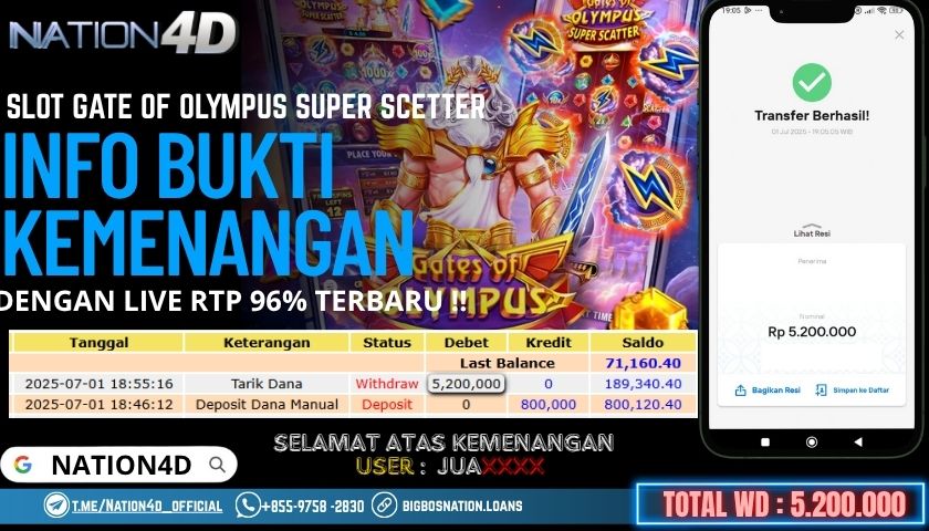 NATION4D -GATE OF OLYMPUS SUPER SCATTER              RP.5,200,000 LUNAS!!