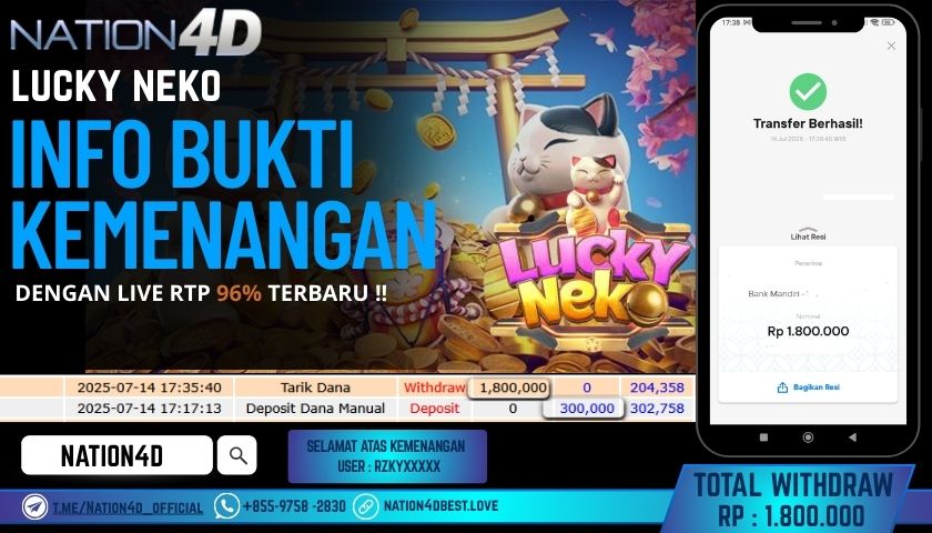 NATION4D – SLOT LUCKY NEKO RP1,800,000 LUNAS!!