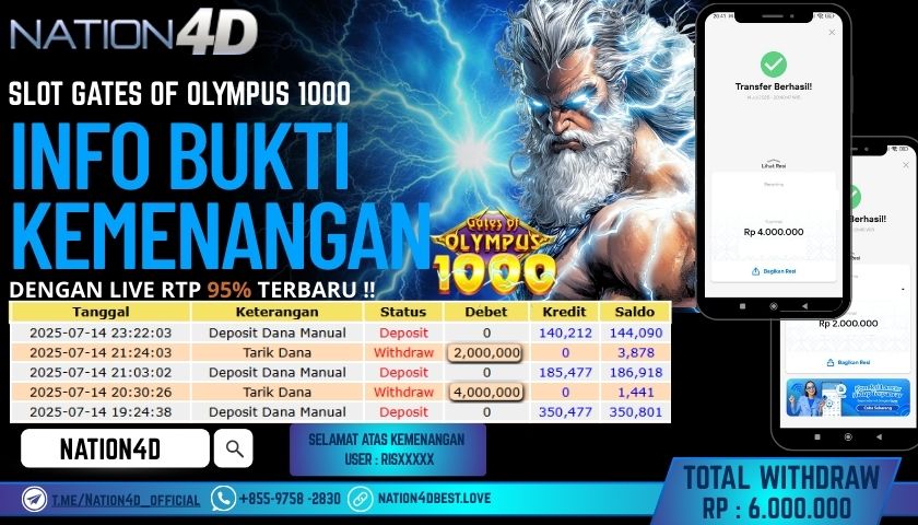 NATION4D – SLOT GATES OF OLYMPUS 1000               RP.6,000,000 LUNAS!!