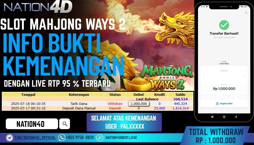 NATION4D – SLOT MAHJONG WAYS 2 RP.1,000,000 LUNAS!!