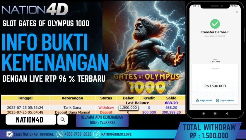 NATION4D -SLOT GATES OF OLYMPUS 1000 RP.1,500,000 LUNAS!!