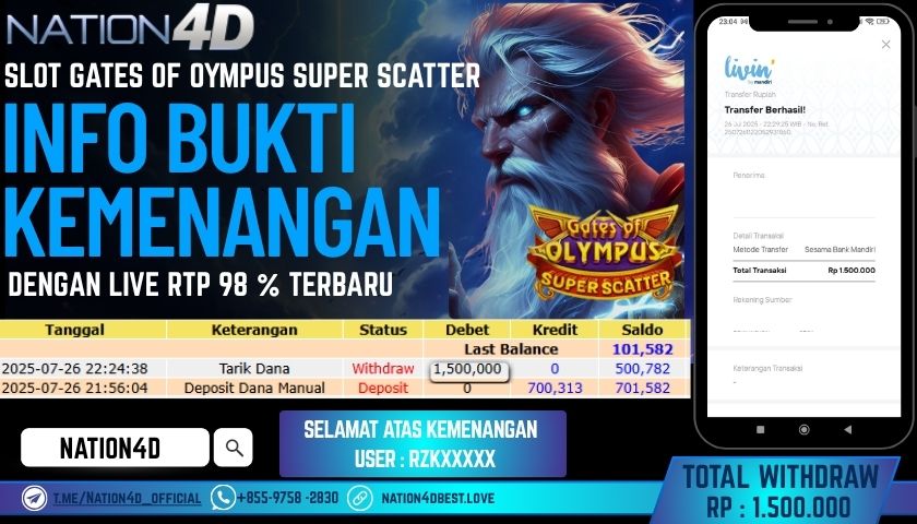 NATION4D – SLOT GATES OF OLYMPUS SUPER SCATTER RP.1,500,000 LUNAS!!