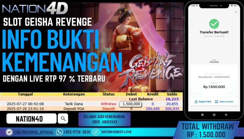 NATION4D – SLOT GEISHA REVENGE RP.1,500,000 LUNAS!!