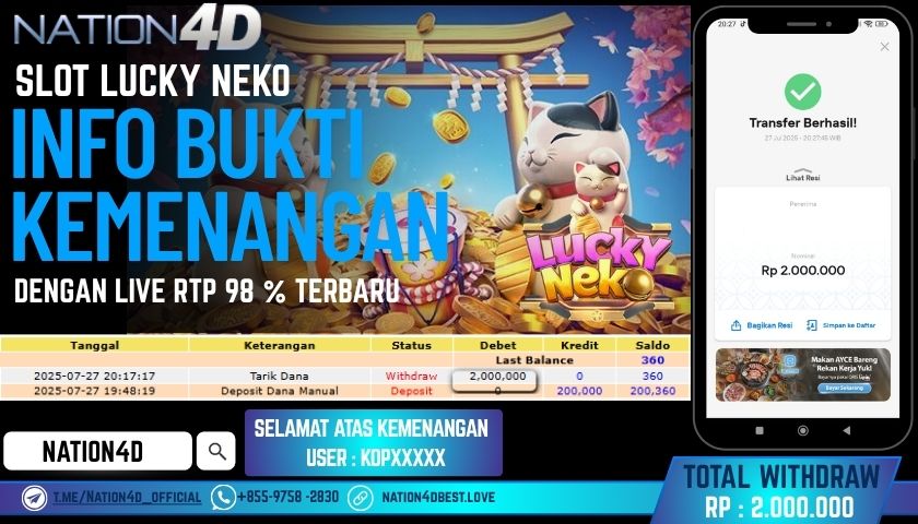 NATION4D – SLOT LUCKY NEKO RP.2,000,000 LUNAS!!