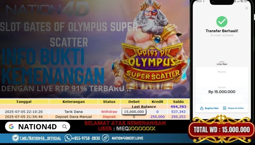 NATION4D -SLOT GATES OF OLYMPUS SUPER SCATTER RP.15.000,000 LUNAS!!
