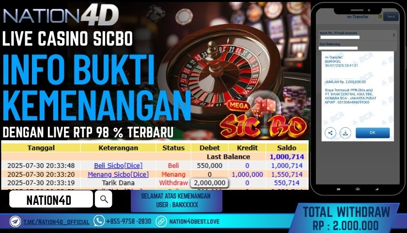 NATION4D – LIVE CASINO SICBO RP.2,000,000 LUNAS!!