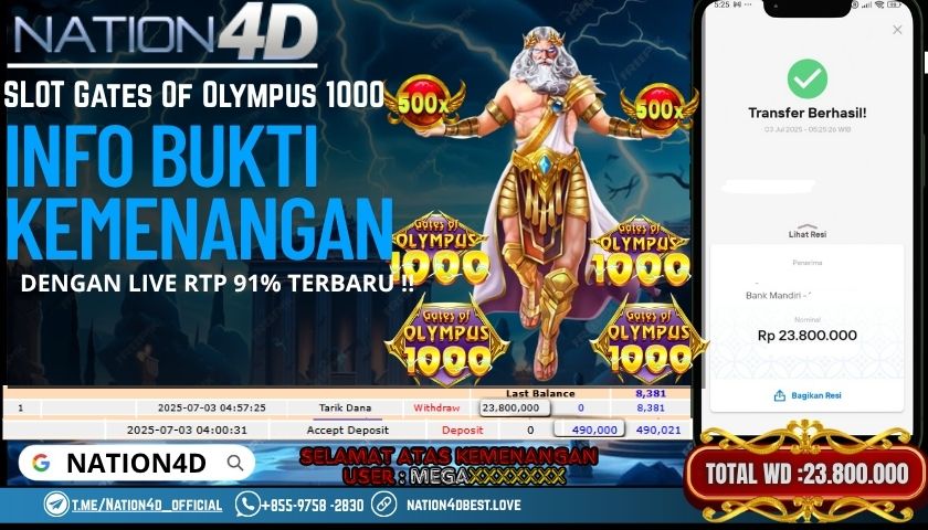 NATION4D -SLOT GATES OF OLYMPUS 1000 RP.23,800,000 LUNAS!!