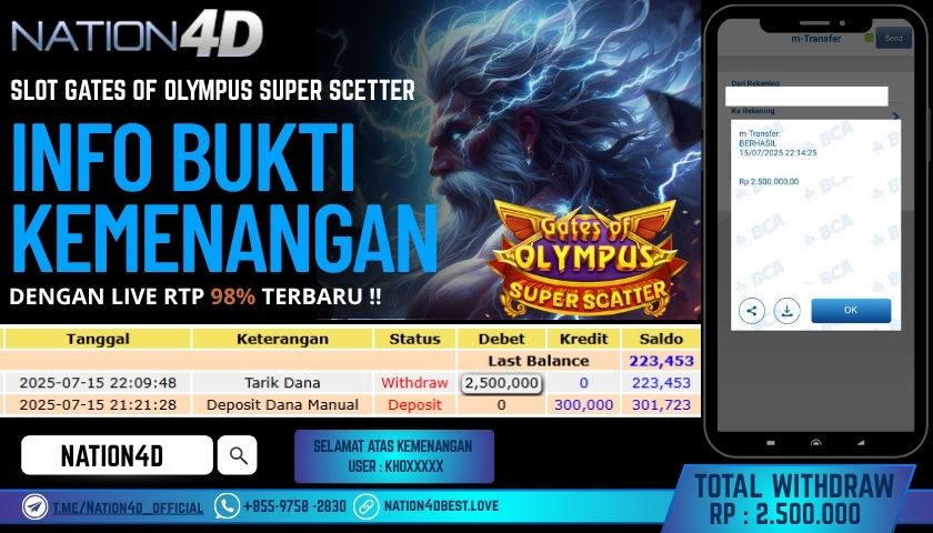 NATION4D – SLOT GATES OF OLYMPUS SUPER SCATTER RP.2,500,000 LUNAS!!