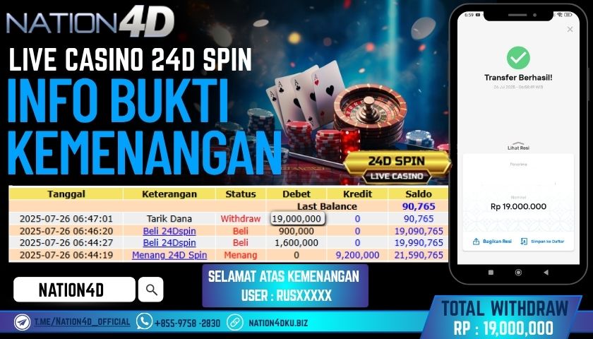 NATION4D – LIVE CASINO 24D SPIN RP.19,000,000 LUNAS!!