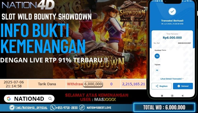 NATION4D -SLOT WILD BOUNTY SHOWDOWN RP.6,000,000 LUNAS!!