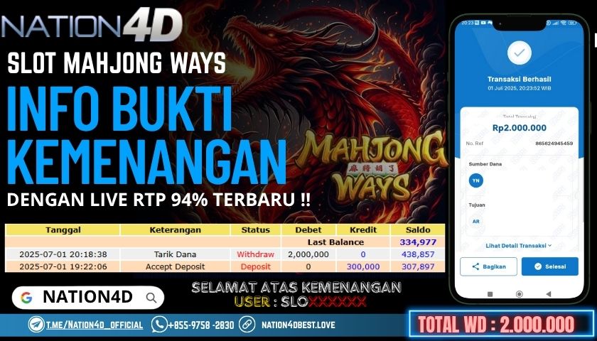 NATION4D -SLOT MAHJONG WAYS RP.2,000,000 LUNAS!!