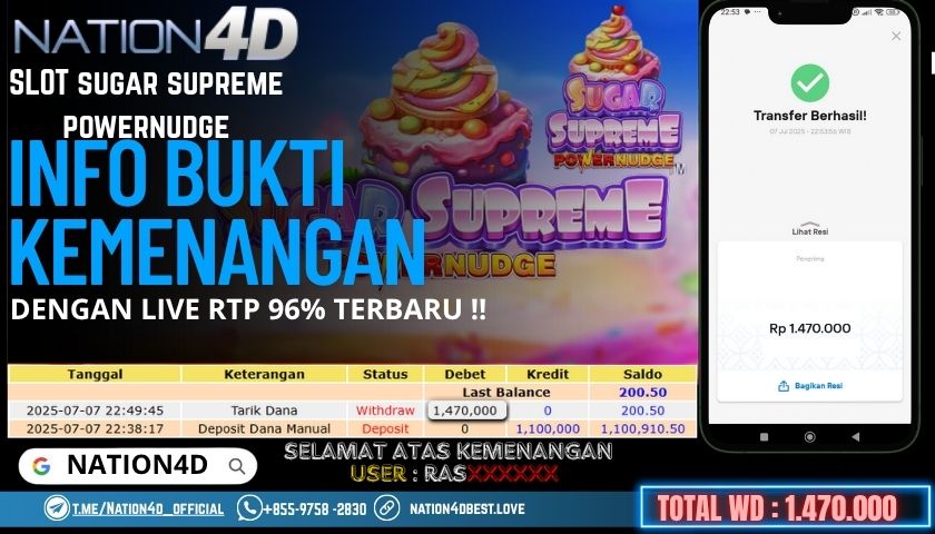 NATION4D -SLOT SUGAR SUPREME POWERNUDGE RP.1,470,000 LUNAS!!