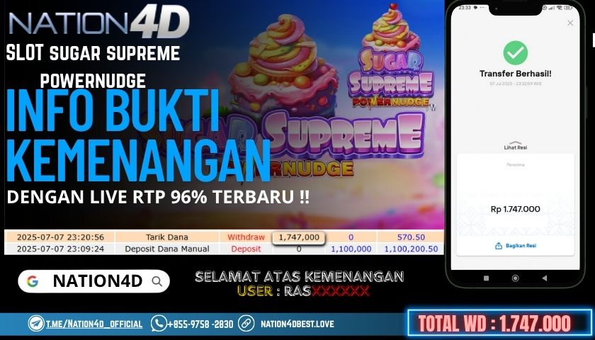 NATION4D -SLOT SUGAR SUPREME POWERNUDGE RP.1,747,000 LUNAS!!