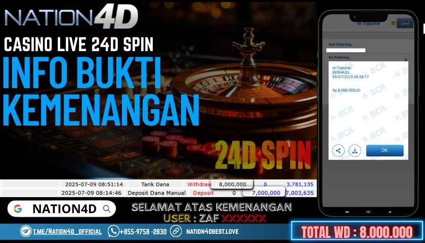 NATION4D -CASINO LIVE 24D SPIN RP.8,000,000 LUNAS!!