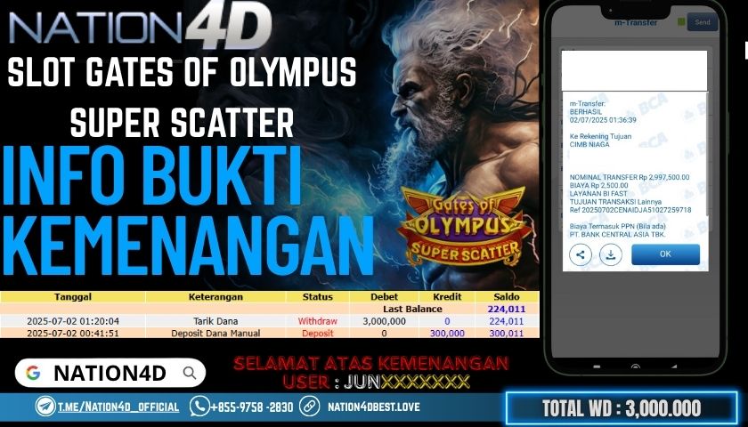 NATION4D -SLOT GTAES OF OLYMPUS SUPER SCATTER RP.3,000,000 LUNAS!!