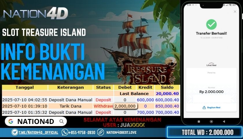 NATION4D -SLOT TREASURE ISLAND RP.2,000,000 LUNAS!!