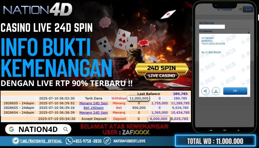 NATION4D -CASINO LIVE 24D SPIN RP.11,000,000 LUNAS!!