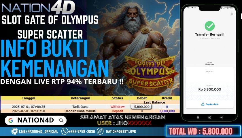 NATION4D -GATE OF OLYMPUS SUPER SCATTER RP.5,800,000 LUNAS!!