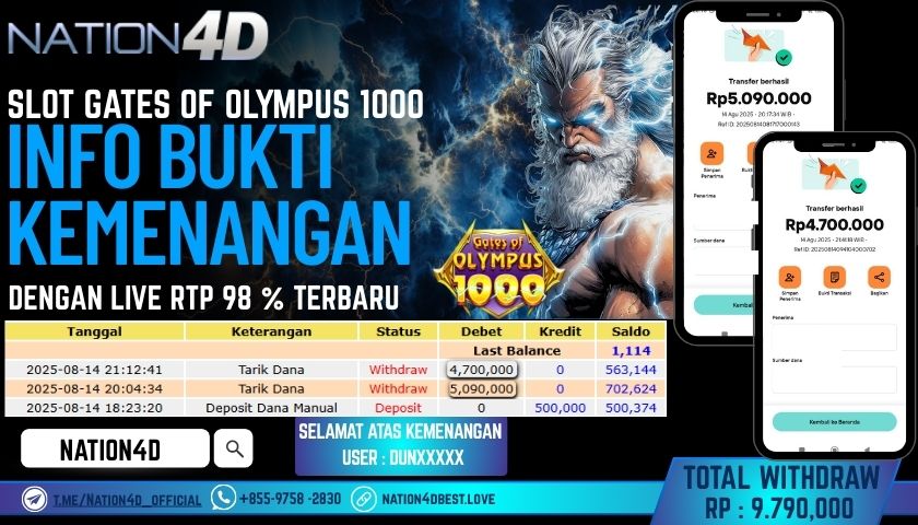 NATION4D – SLOT GATES OF OLYMPUS 1000                                        RP .9,790,000 LUNAS!!
