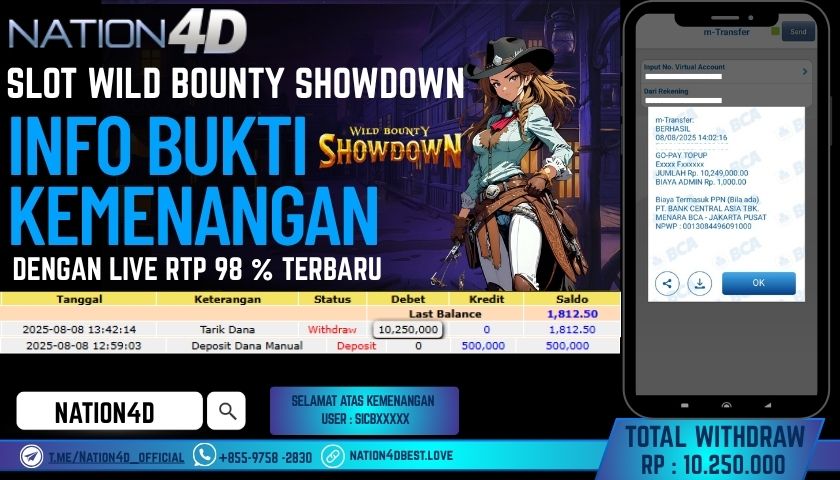 NATION4D – SLOT WILD BOUNTY SHOWDOWN RP.10,250,000 LUNAS!!