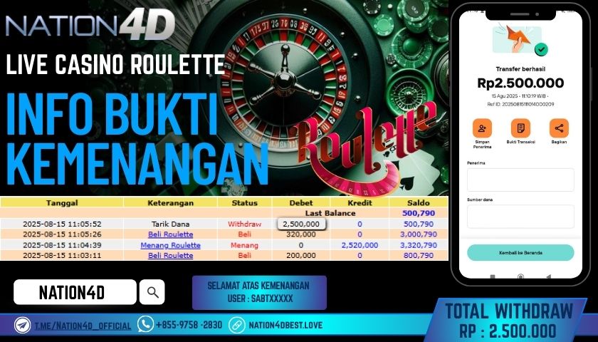 NATION4D – LIVE CASINO ROULETTE RP.2,500,000 LUNAS!!