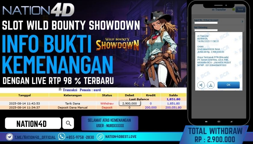 NATION4D – SLOT WILD BOUNTY SHOWDOWN RP.2,900,000 LUNAS!!