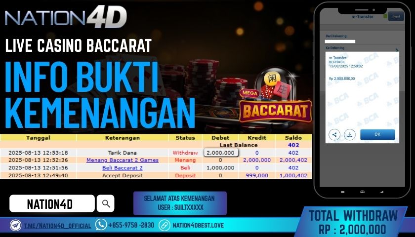 NATION4D – LIVE CASINO BACCARAT RP.2,000,000 LUNAS!!