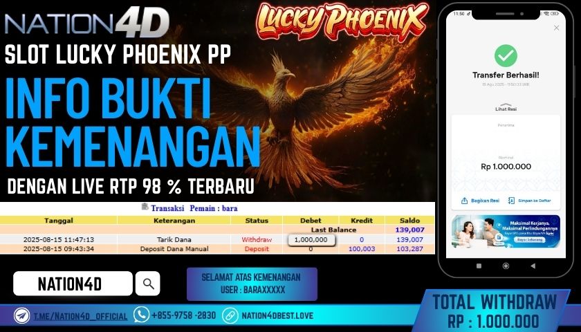 NATION4D – SLOT LUCKY PHOENIX PP RP.1,000,000 LUNAS!!