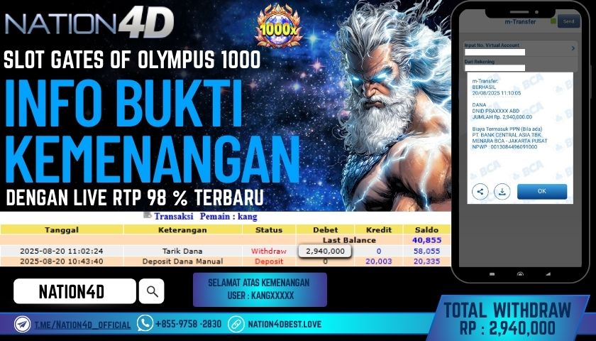 NATION4D – SLOT GATES OF OLYMPUS 1000 RP.2,940,000 LUNAS!!