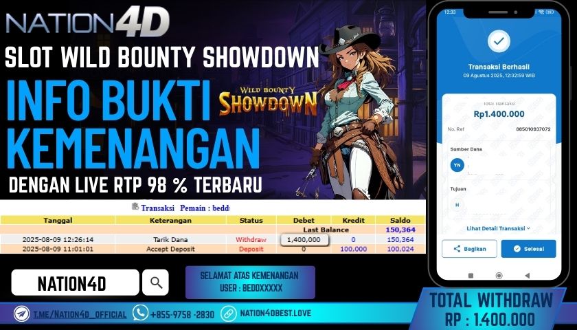 NATION4D – SLOT WILD BOUNTY SHOWDOWN RP.1,400,000 LUNAS!!