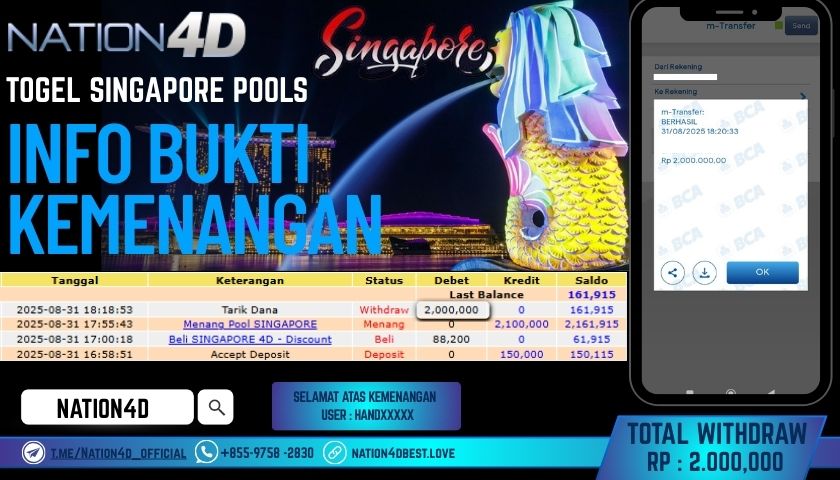 NATION4D -TOGEL SINGAPORE POOLS RP.2,000,000 LUNAS!!
