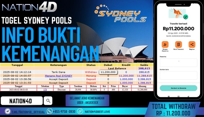 NATION4D – TOGEL SYDNEY POOLS RP.11,200,000 LUNAS!!
