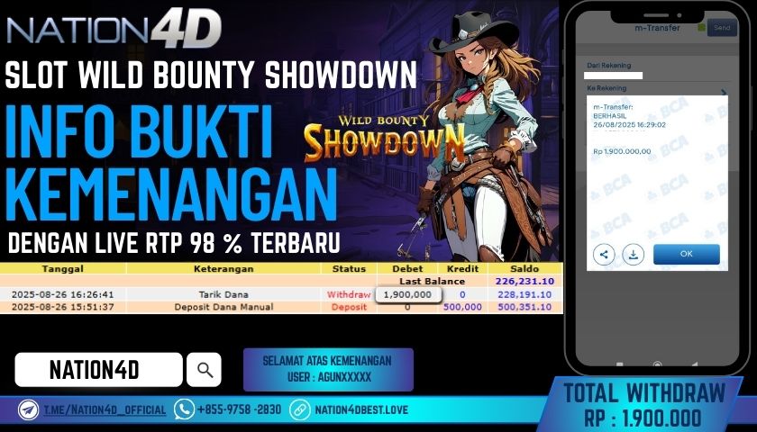 NATION4D -SLOT WILD BOUNTY SHOWDOWN RP.1,900,000 LUNAS!!