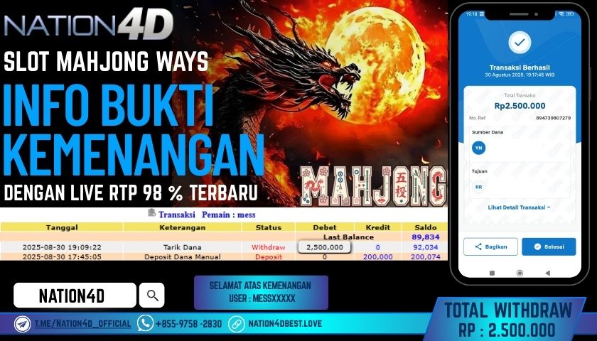 NATION4D -SLOT MAHJONG WAYS RP.2,500,000 LUNAS!!