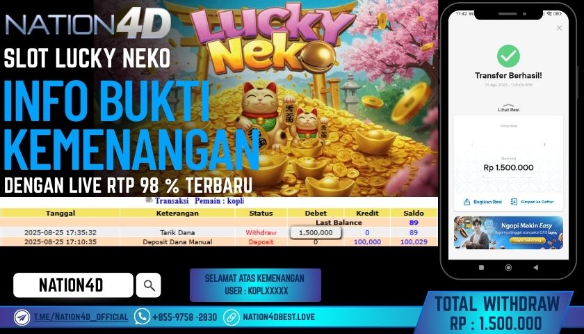 NATION4D -SLOT LUCKY NEKO RP.1,500,000 LUNAS!!