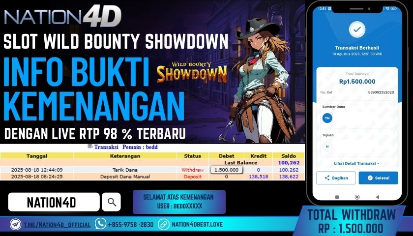 NATION4D – SLOT  WILD BOUNTY SHOWDOWN RP.1,500,000 LUNAS!!