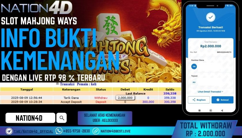 NATION4D – SLOT MAHJONG WAYS RP.2,000,000 LUNAS!!