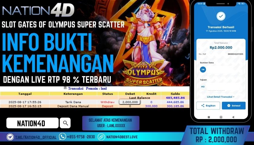 NATION4D – SLOT GATES OF OLYMPUS SUPER SCATTER RP.2,000,000 LUNAS!!