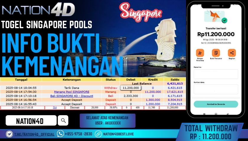 NATION4D – TOGEL SINGAPORE POOLS RP.11,200,000 LUNAS!!